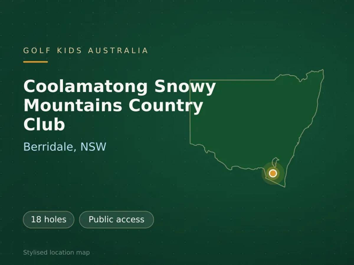 Stylised map showing the location of Coolamatong Snowy Mountains Country Club in Berridale, NSW - not a photograph of the course