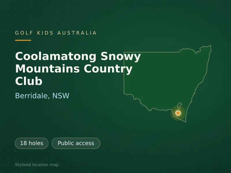 Stylised map showing the location of Coolamatong Snowy Mountains Country Club in Berridale, NSW - not a photograph of the course