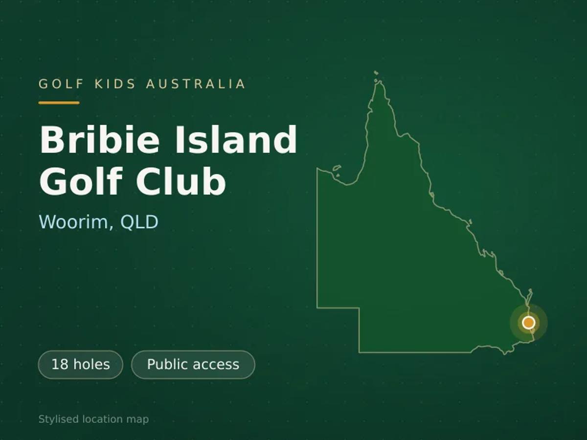 Stylised map showing the location of Bribie Island Golf Club in Woorim, QLD - not a photograph of the course