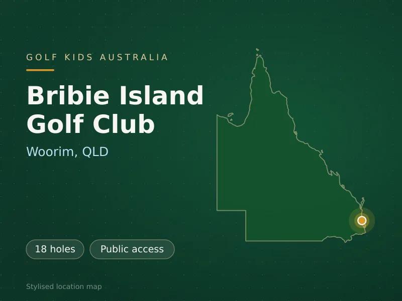 Stylised map showing the location of Bribie Island Golf Club in Woorim, QLD - not a photograph of the course
