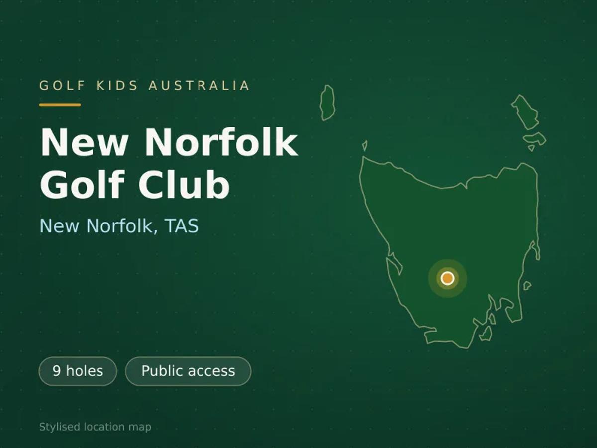 Stylised map showing the location of New Norfolk Golf Club in New Norfolk, TAS - not a photograph of the course