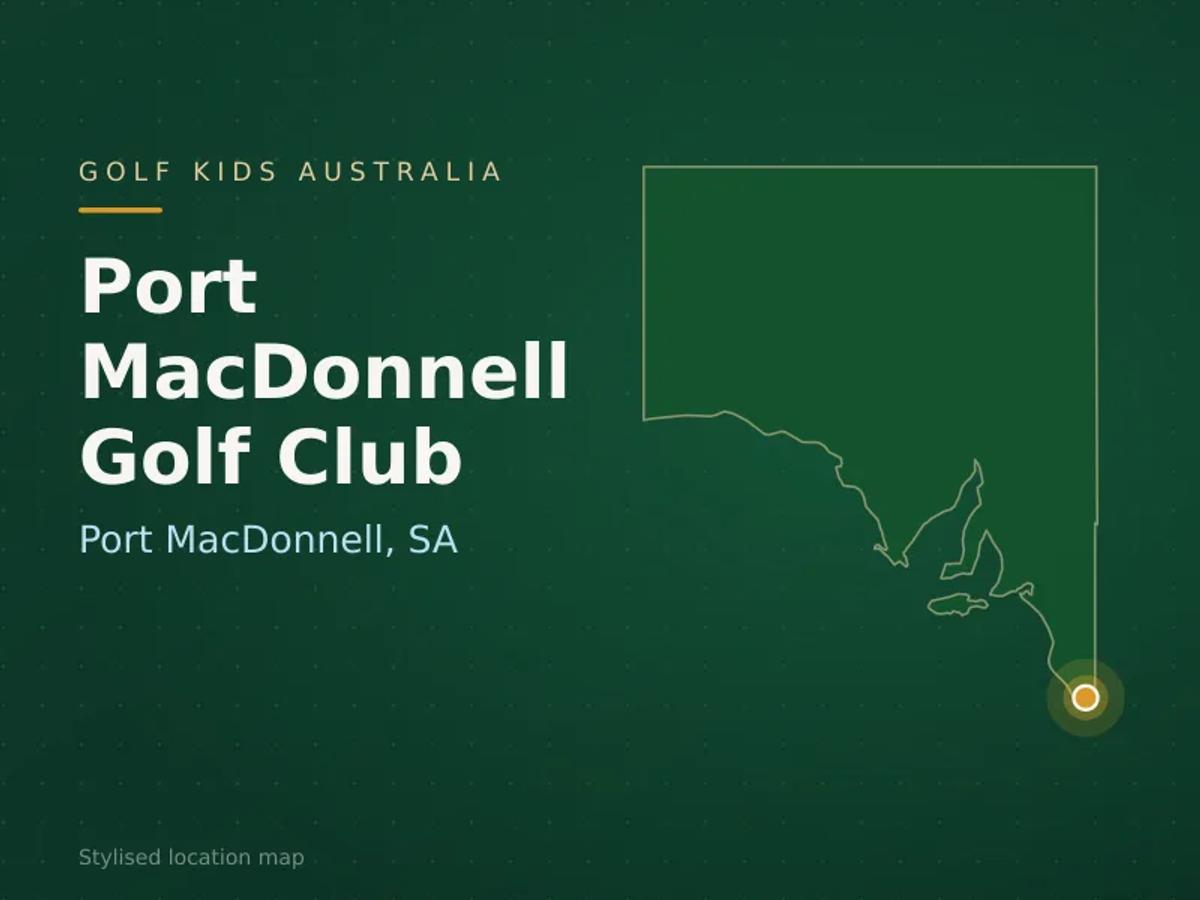 Stylised map showing the location of Port MacDonnell Golf Club in Port MacDonnell, SA - not a photograph of the course