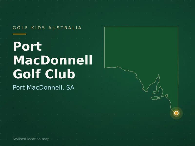 Stylised map showing the location of Port MacDonnell Golf Club in Port MacDonnell, SA - not a photograph of the course