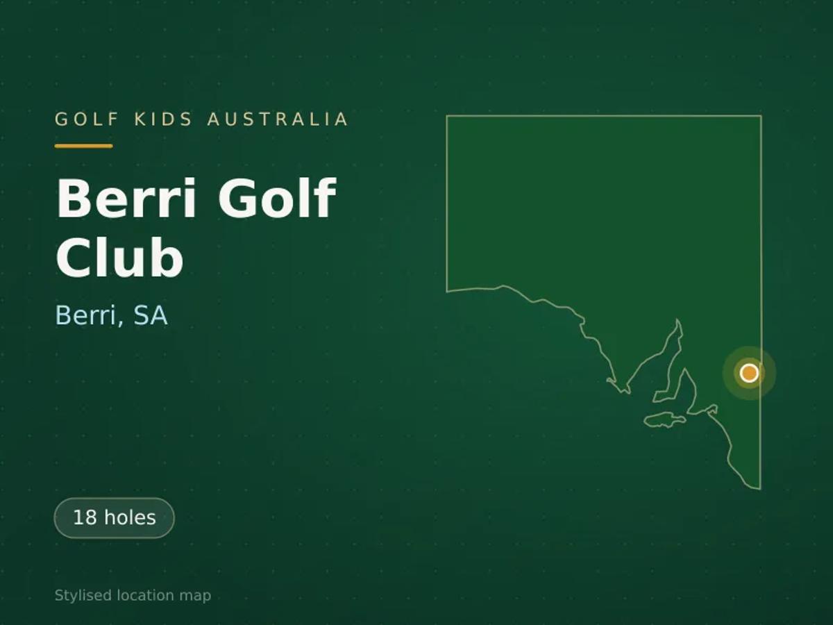Stylised map showing the location of Berri Golf Club in Berri, SA - not a photograph of the course