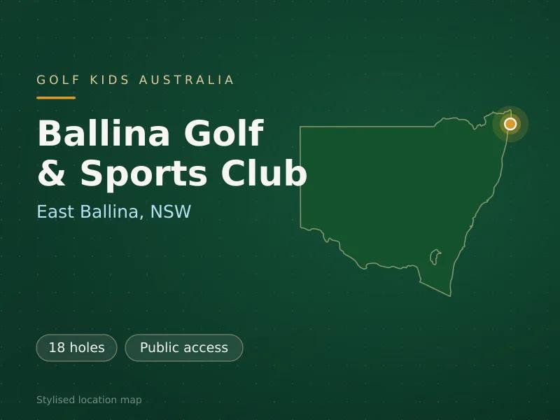 Stylised map showing the location of Ballina Golf & Sports Club in East Ballina, NSW - not a photograph of the course