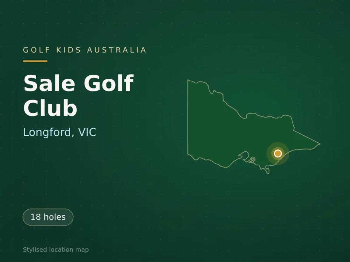 Stylised map showing the location of Sale Golf Club in Longford, VIC - not a photograph of the course