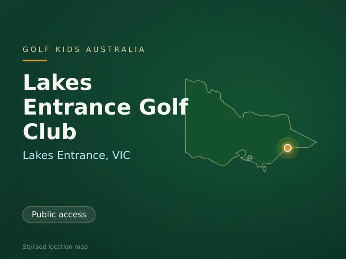 Stylised map showing the location of Lakes Entrance Golf Club in Lakes Entrance, VIC - not a photograph of the course