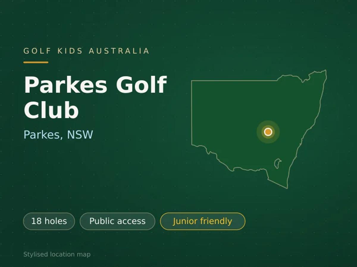 Stylised map showing the location of Parkes Golf Club in Parkes, NSW - not a photograph of the course
