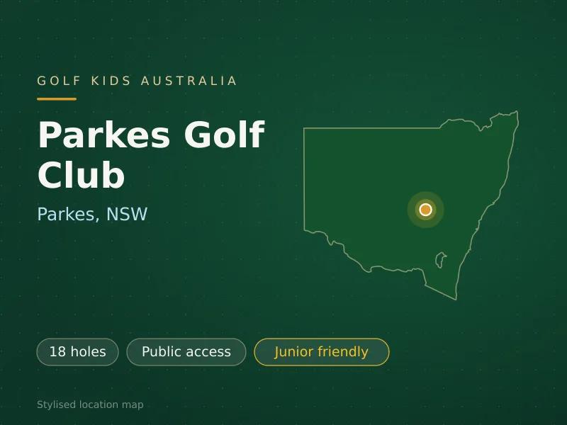 Stylised map showing the location of Parkes Golf Club in Parkes, NSW - not a photograph of the course