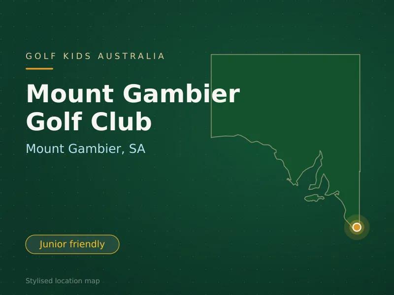 Stylised map showing the location of Mount Gambier Golf Club in Mount Gambier, SA - not a photograph of the course