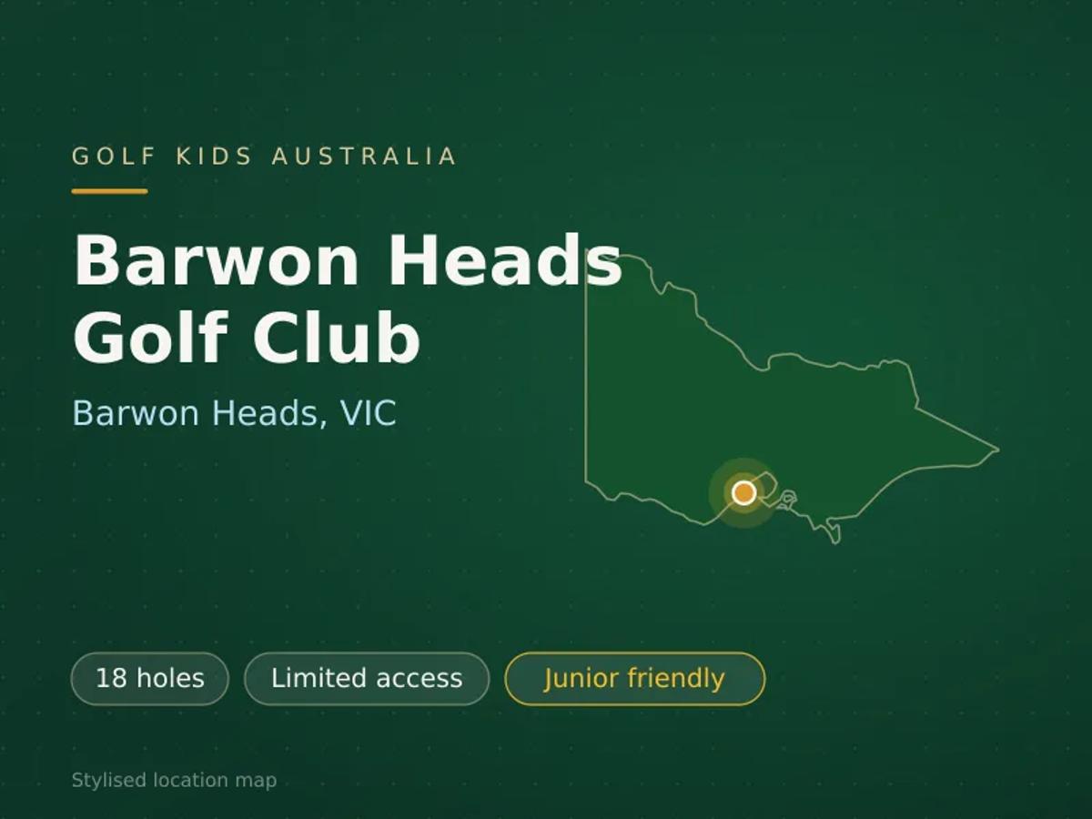 Stylised map showing the location of Barwon Heads Golf Club in Barwon Heads, VIC - not a photograph of the course