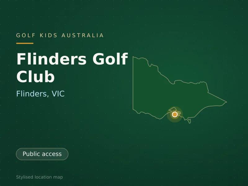 Stylised map showing the location of Flinders Golf Club in Flinders, VIC - not a photograph of the course