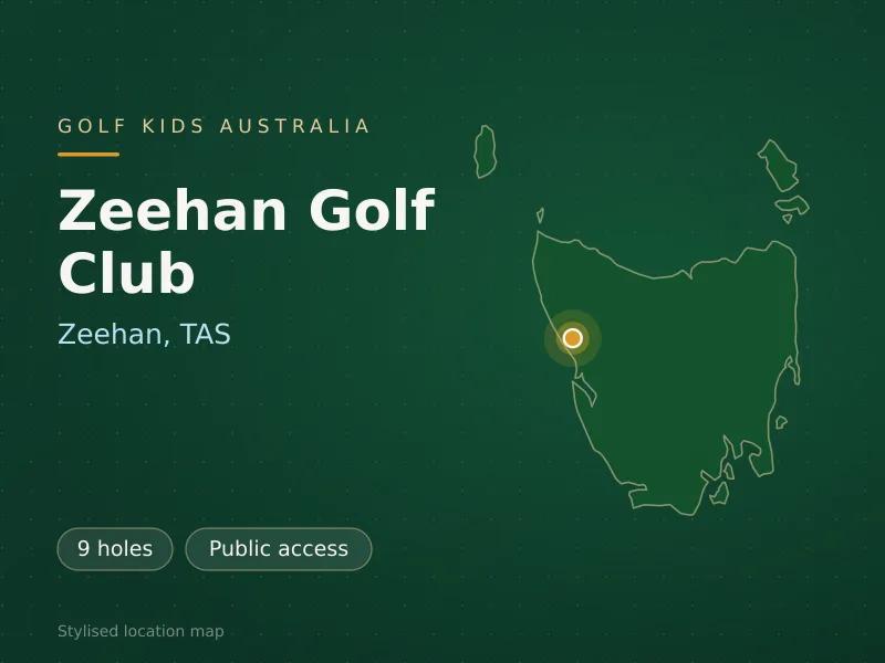 Stylised map showing the location of Zeehan Golf Club in Zeehan, TAS - not a photograph of the course