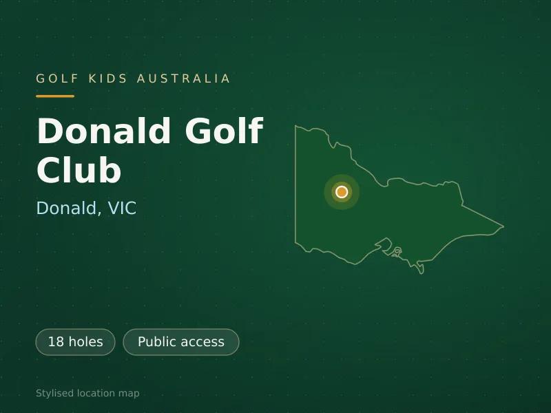 Stylised map showing the location of Donald Golf Club in Donald, VIC - not a photograph of the course