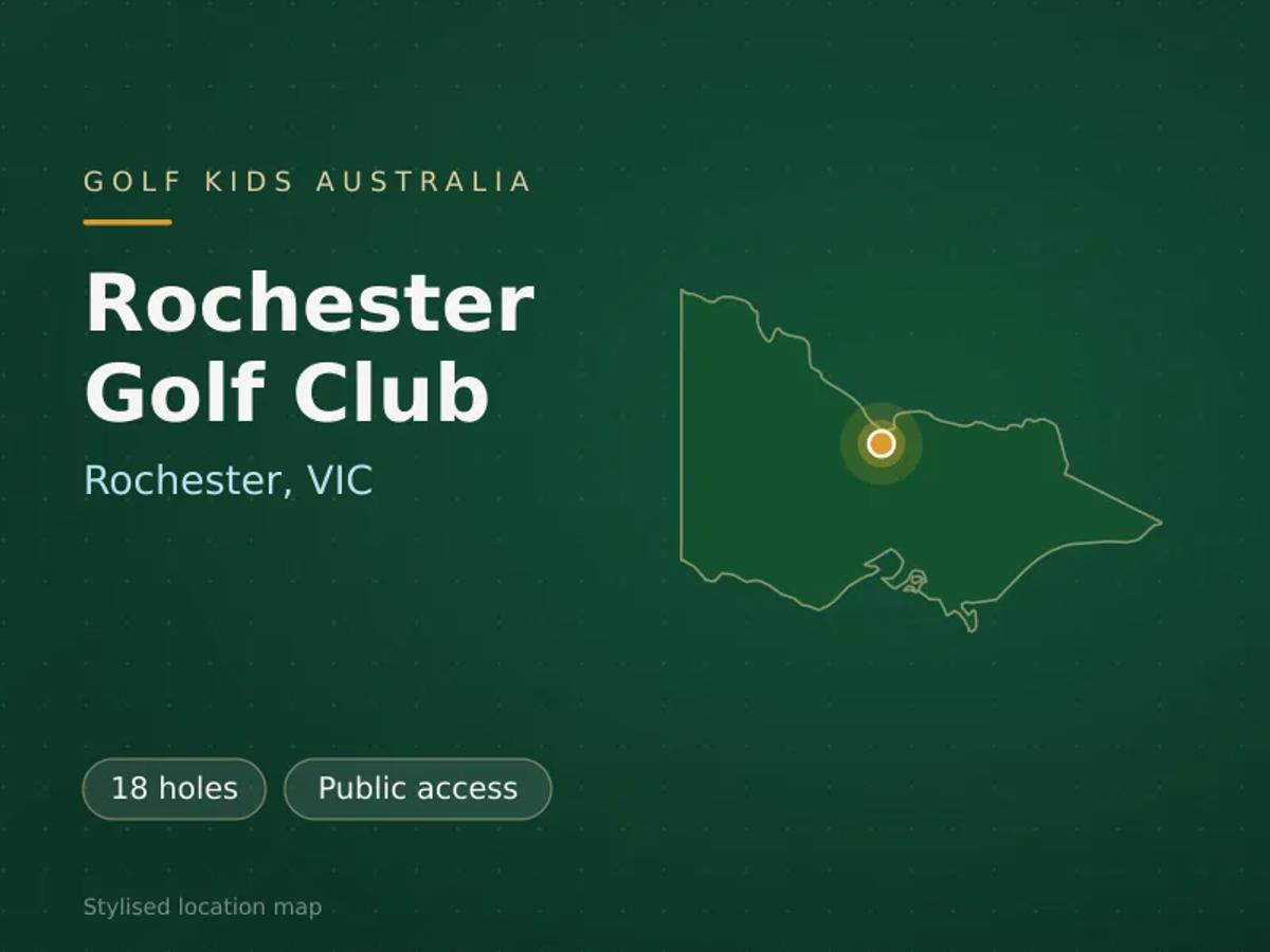 Stylised map showing the location of Rochester Golf Club in Rochester, VIC - not a photograph of the course