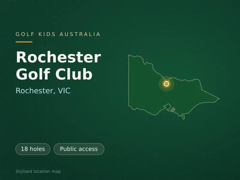 Stylised map showing the location of Rochester Golf Club in Rochester, VIC - not a photograph of the course