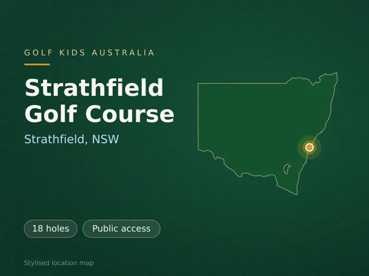 Stylised map showing the location of Strathfield Golf Course in Strathfield, NSW - not a photograph of the course