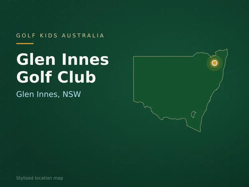 Stylised map showing the location of Glen Innes Golf Club in Glen Innes, NSW - not a photograph of the course