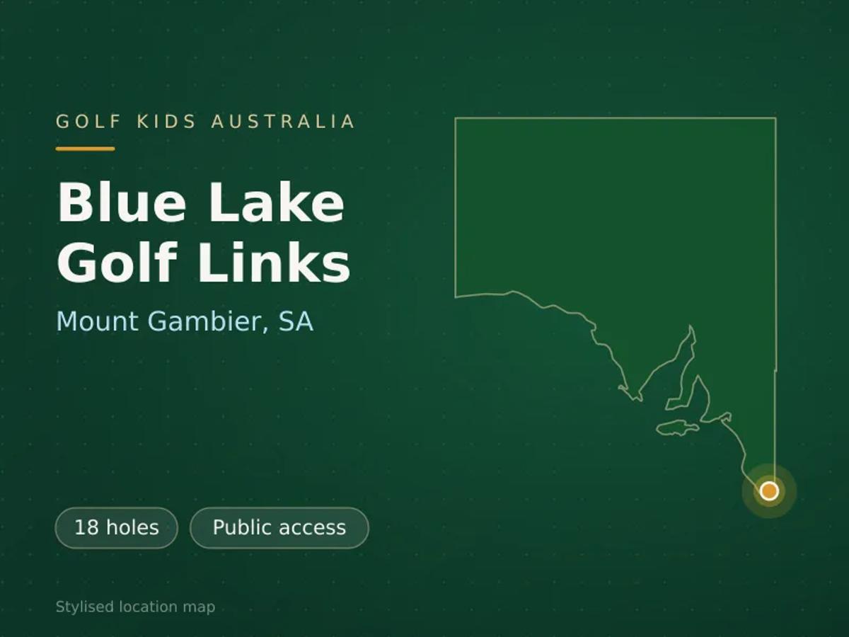 Stylised map showing the location of Blue Lake Golf Links in Mount Gambier, SA - not a photograph of the course