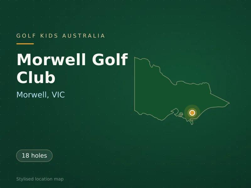 Stylised map showing the location of Morwell Golf Club in Morwell, VIC - not a photograph of the course