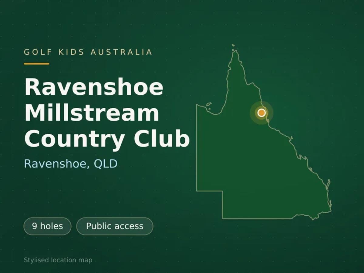 Stylised map showing the location of Ravenshoe Millstream Country Club in Ravenshoe, QLD - not a photograph of the course