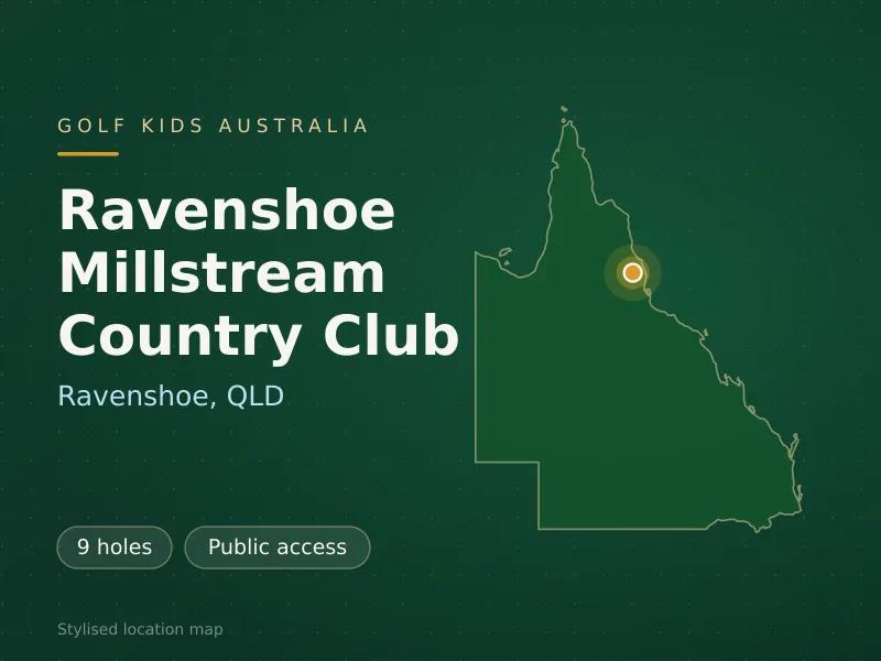 Stylised map showing the location of Ravenshoe Millstream Country Club in Ravenshoe, QLD - not a photograph of the course
