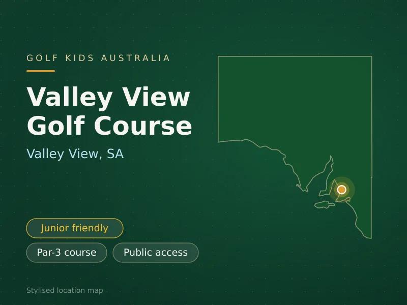 Stylised map showing the location of Valley View Golf Course in Valley View, SA - not a photograph of the course