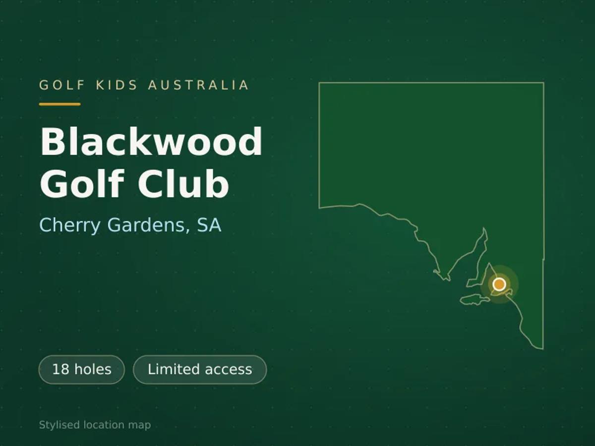 Stylised map showing the location of Blackwood Golf Club in Cherry Gardens, SA - not a photograph of the course