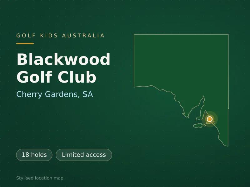Stylised map showing the location of Blackwood Golf Club in Cherry Gardens, SA - not a photograph of the course