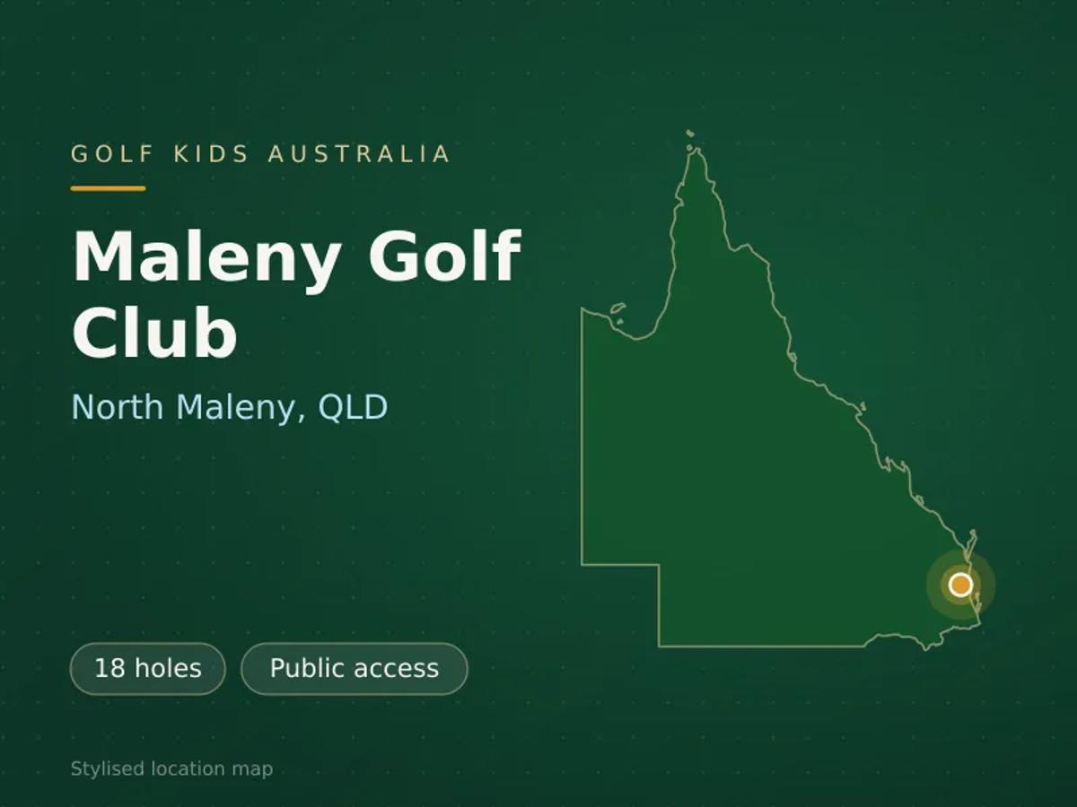 Stylised map showing the location of Maleny Golf Club in North Maleny, QLD - not a photograph of the course
