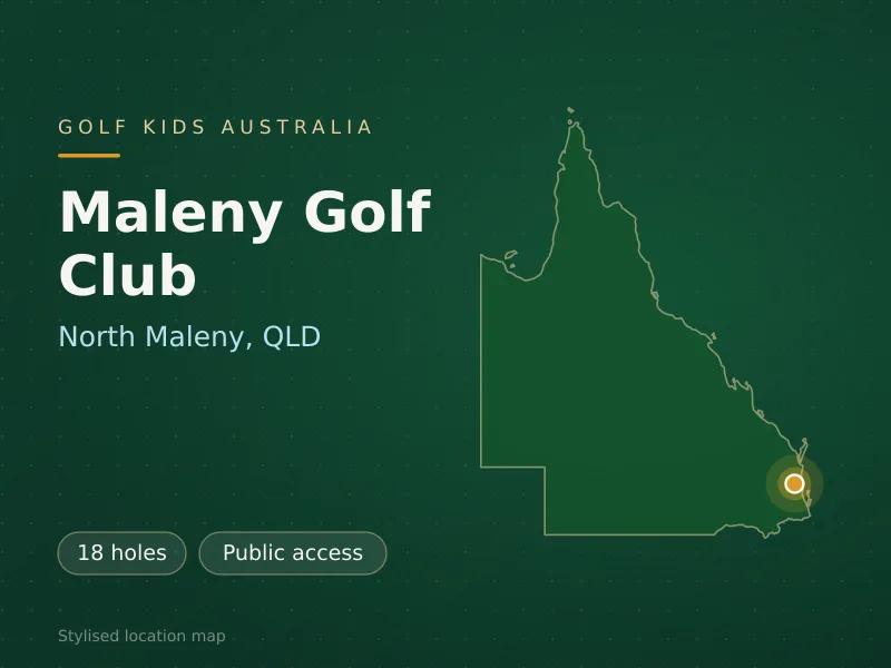 Stylised map showing the location of Maleny Golf Club in North Maleny, QLD - not a photograph of the course