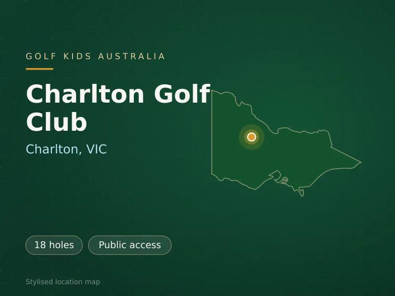 Stylised map showing the location of Charlton Golf Club in Charlton, VIC - not a photograph of the course