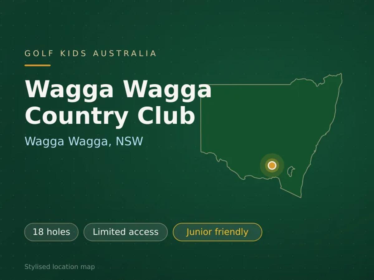 Stylised map showing the location of Wagga Wagga Country Club in Wagga Wagga, NSW - not a photograph of the course