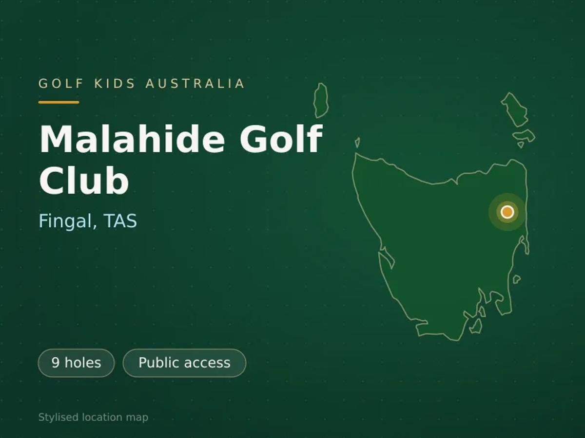 Stylised map showing the location of Malahide Golf Club in Fingal, TAS - not a photograph of the course