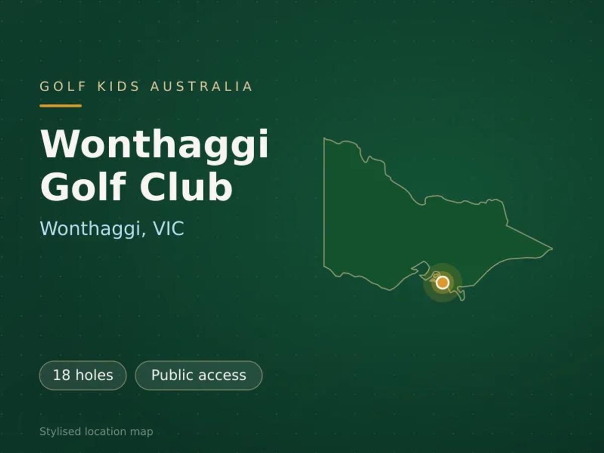 Stylised map showing the location of Wonthaggi Golf Club in Wonthaggi, VIC - not a photograph of the course