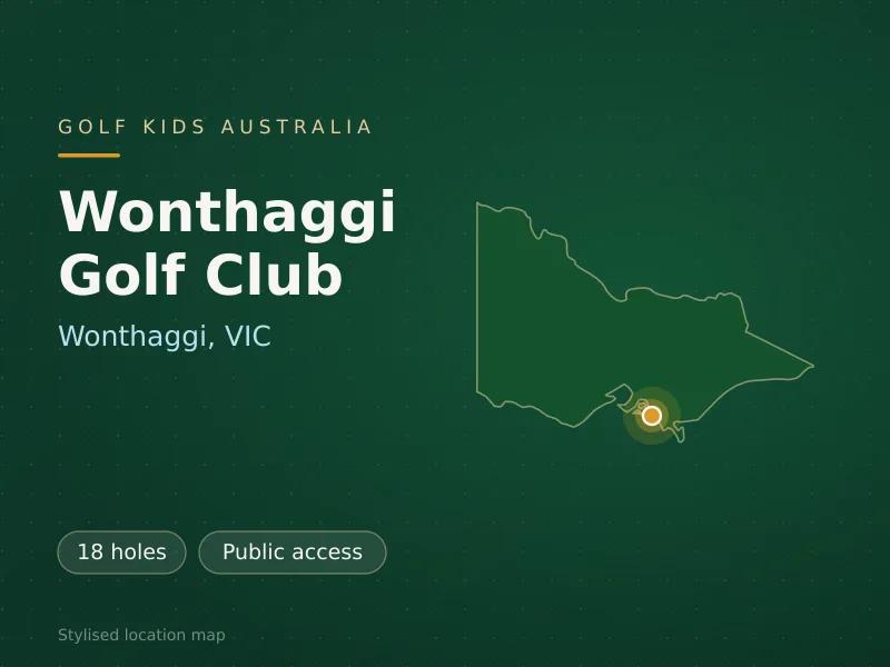 Stylised map showing the location of Wonthaggi Golf Club in Wonthaggi, VIC - not a photograph of the course