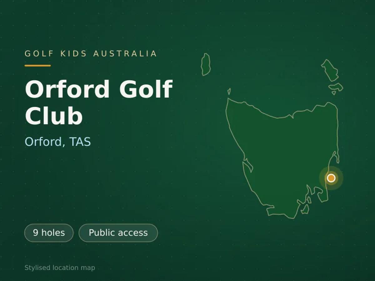 Stylised map showing the location of Orford Golf Club in Orford, TAS - not a photograph of the course