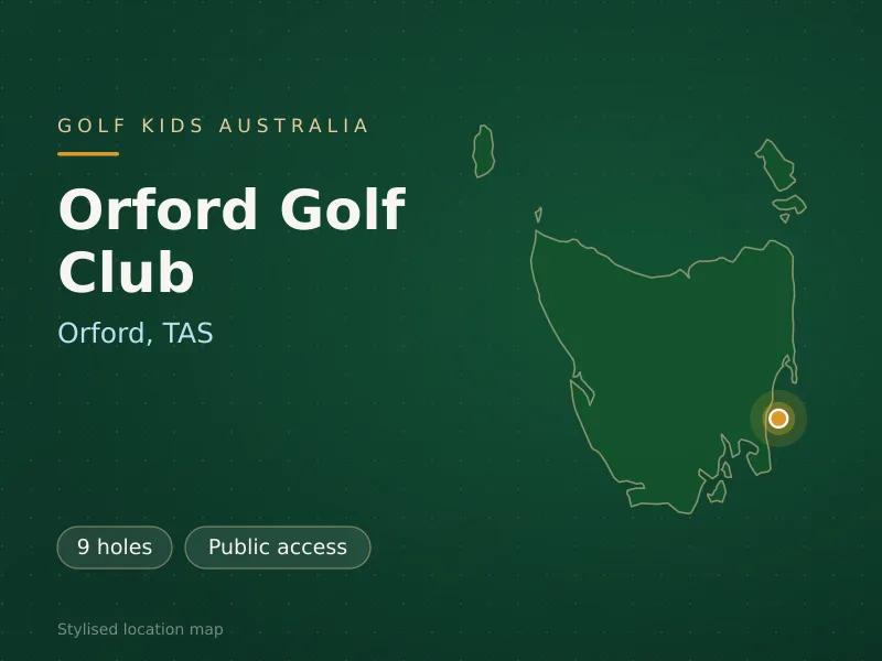 Stylised map showing the location of Orford Golf Club in Orford, TAS - not a photograph of the course