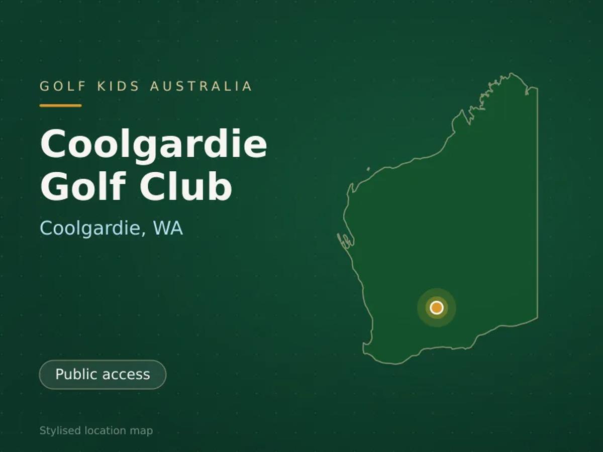 Stylised map showing the location of Coolgardie Golf Club in Coolgardie, WA - not a photograph of the course