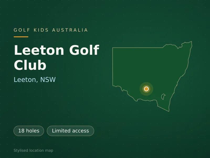 Stylised map showing the location of Leeton Golf Club in Leeton, NSW - not a photograph of the course