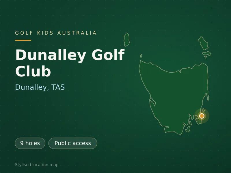 Stylised map showing the location of Dunalley Golf Club in Dunalley, TAS - not a photograph of the course