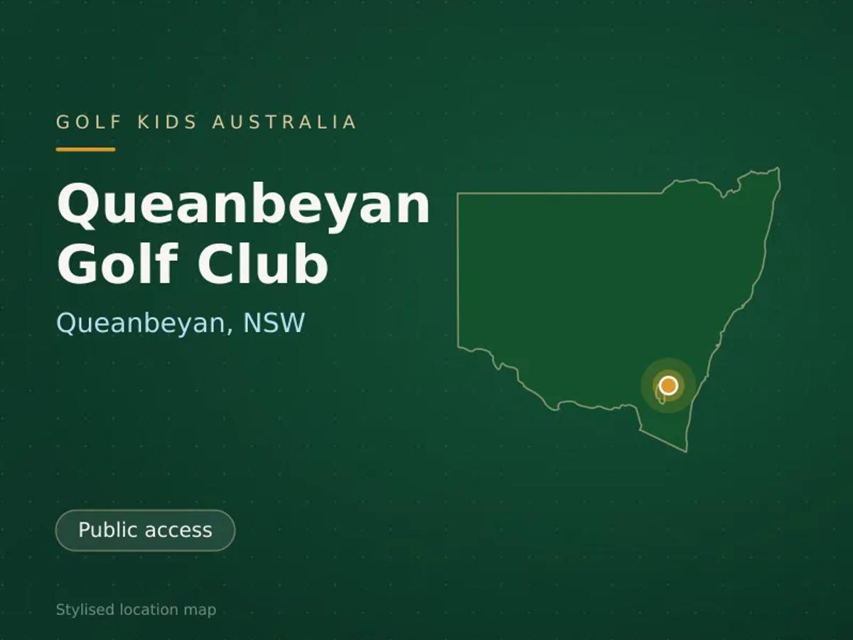 Stylised map showing the location of Queanbeyan Golf Club in Queanbeyan, NSW - not a photograph of the course