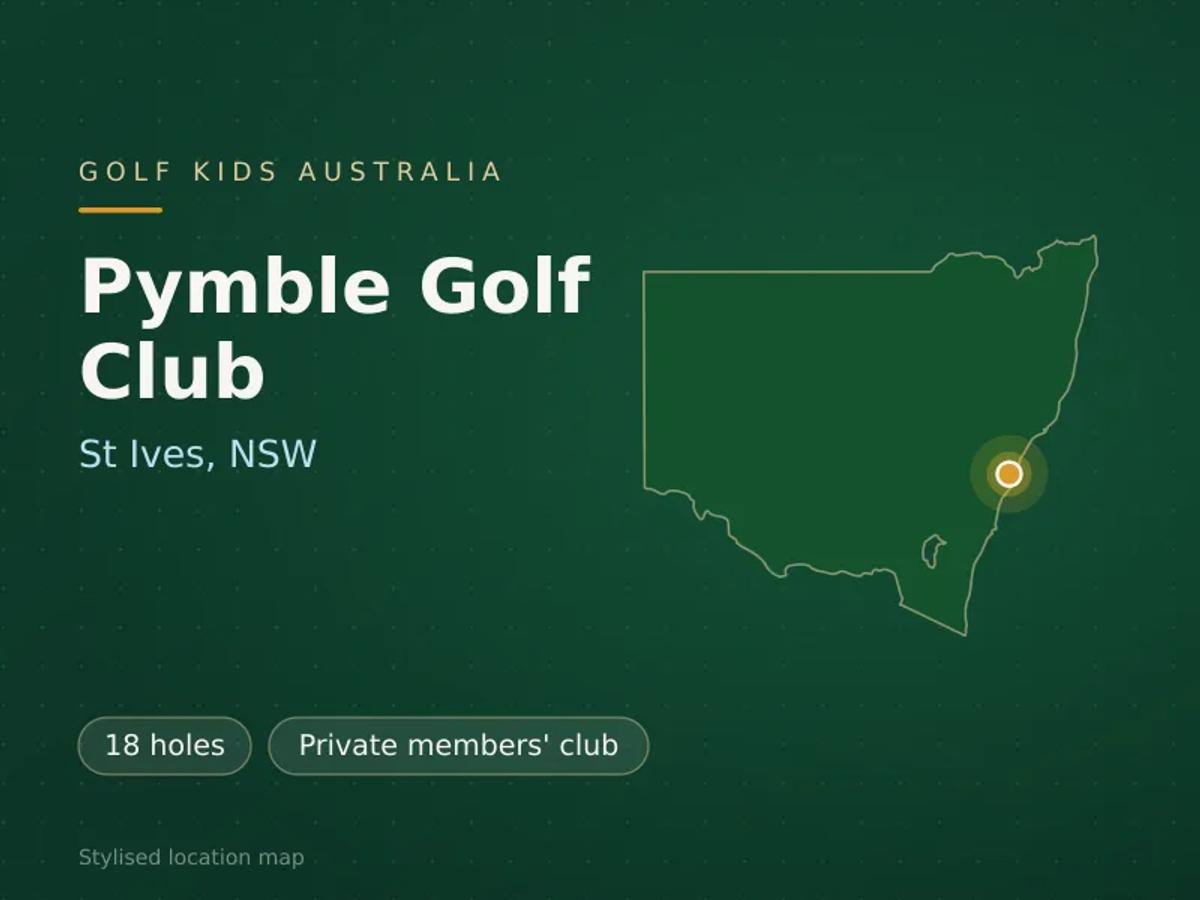 Stylised map showing the location of Pymble Golf Club in St Ives, NSW - not a photograph of the course