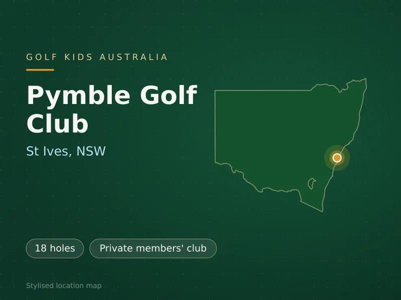 Stylised map showing the location of Pymble Golf Club in St Ives, NSW - not a photograph of the course