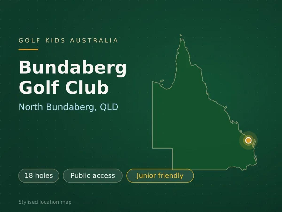 Stylised map showing the location of Bundaberg Golf Club in North Bundaberg, QLD - not a photograph of the course