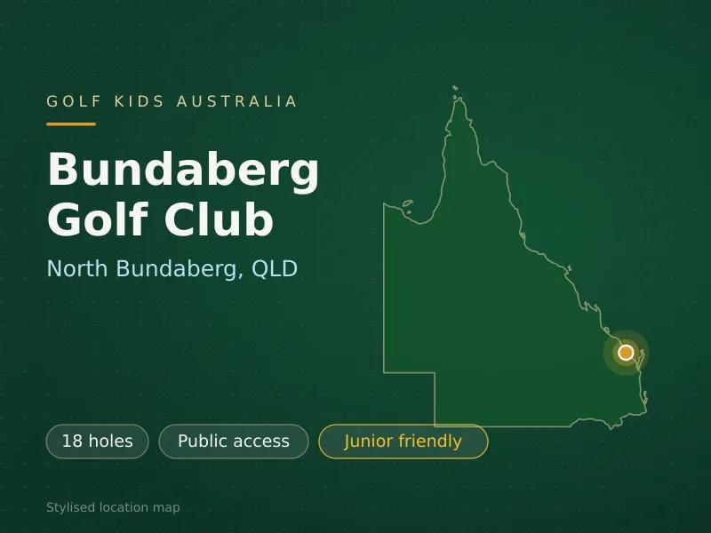 Stylised map showing the location of Bundaberg Golf Club in North Bundaberg, QLD - not a photograph of the course