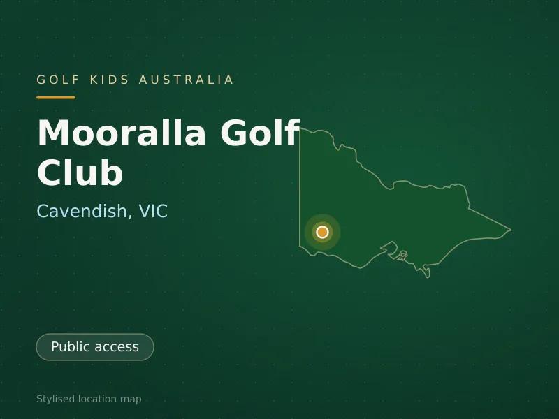 Stylised map showing the location of Mooralla Golf Club in Cavendish, VIC - not a photograph of the course