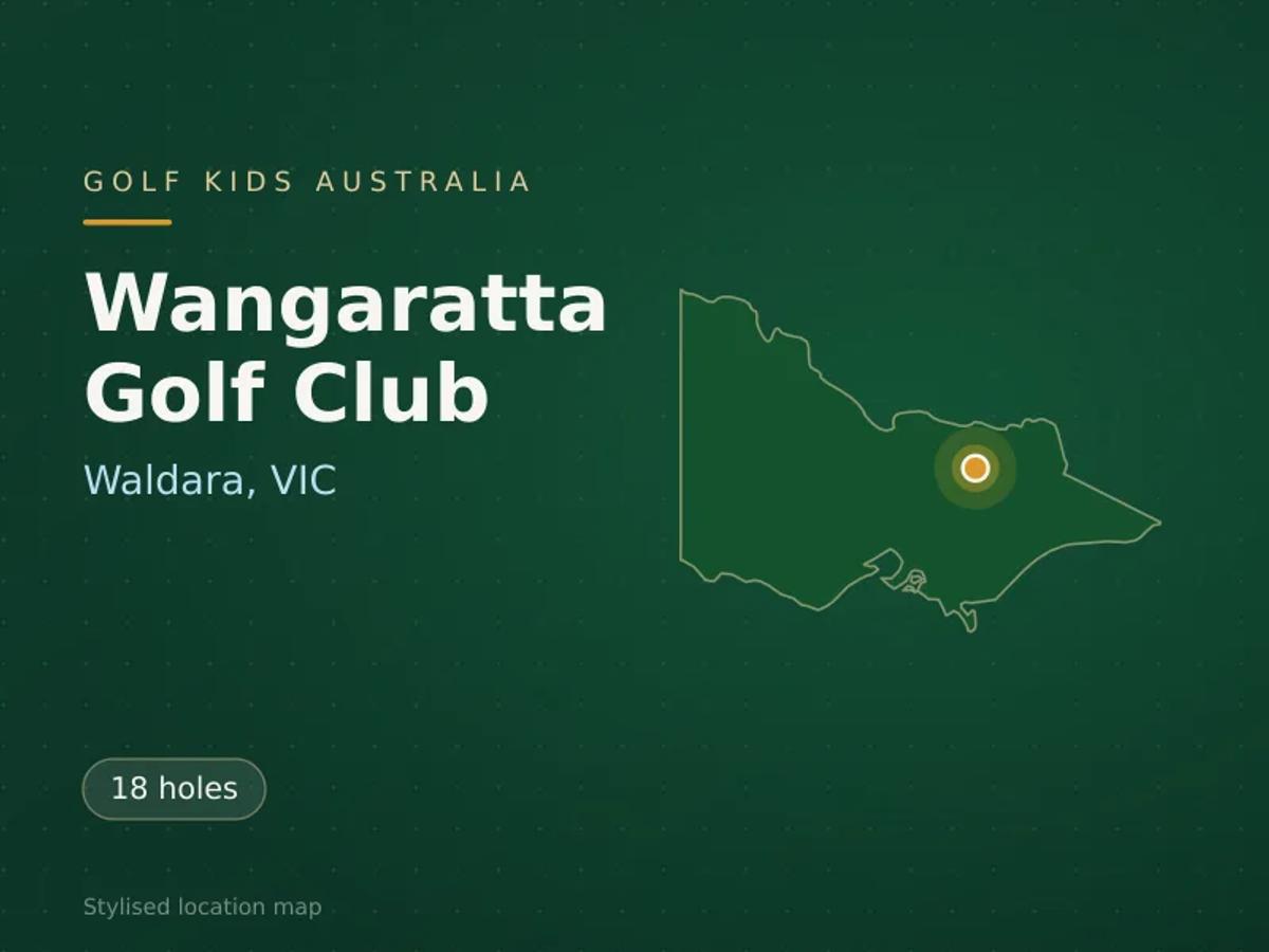Stylised map showing the location of Wangaratta Golf Club in Waldara, VIC - not a photograph of the course
