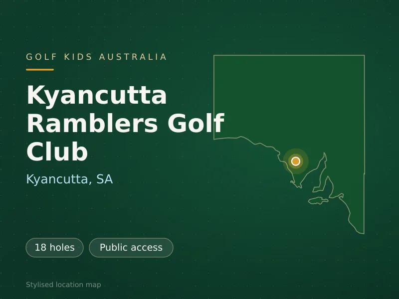 Stylised map showing the location of Kyancutta Ramblers Golf Club in Kyancutta, SA - not a photograph of the course