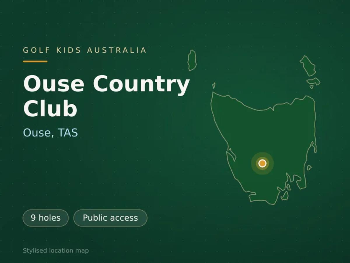 Stylised map showing the location of Ouse Country Club in Ouse, TAS - not a photograph of the course